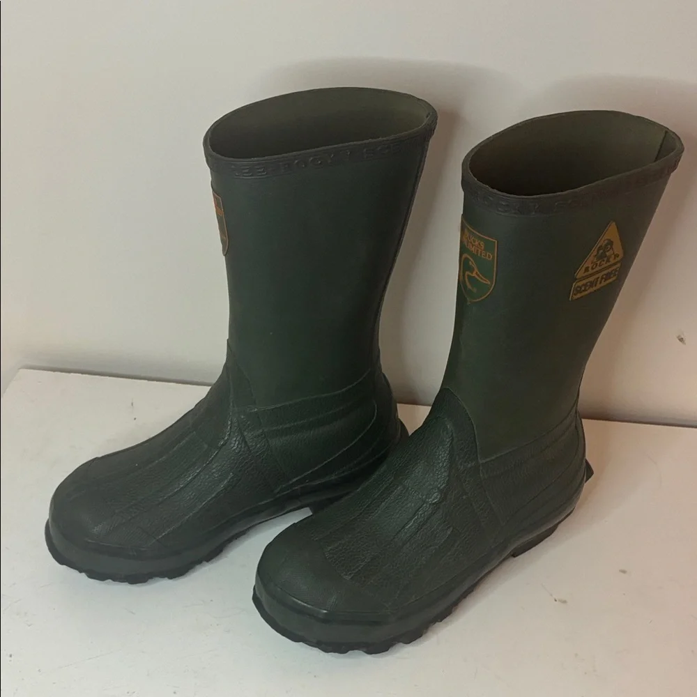 Rocky Scent Free Ducks Unlimited Forest Green Outdoor Boots Junior Size 2